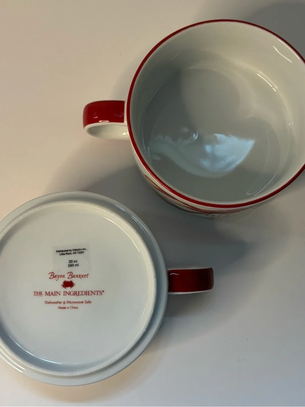 2 bayou banquet crawfish stackable soup mugs interlocking double‎ handle bowls